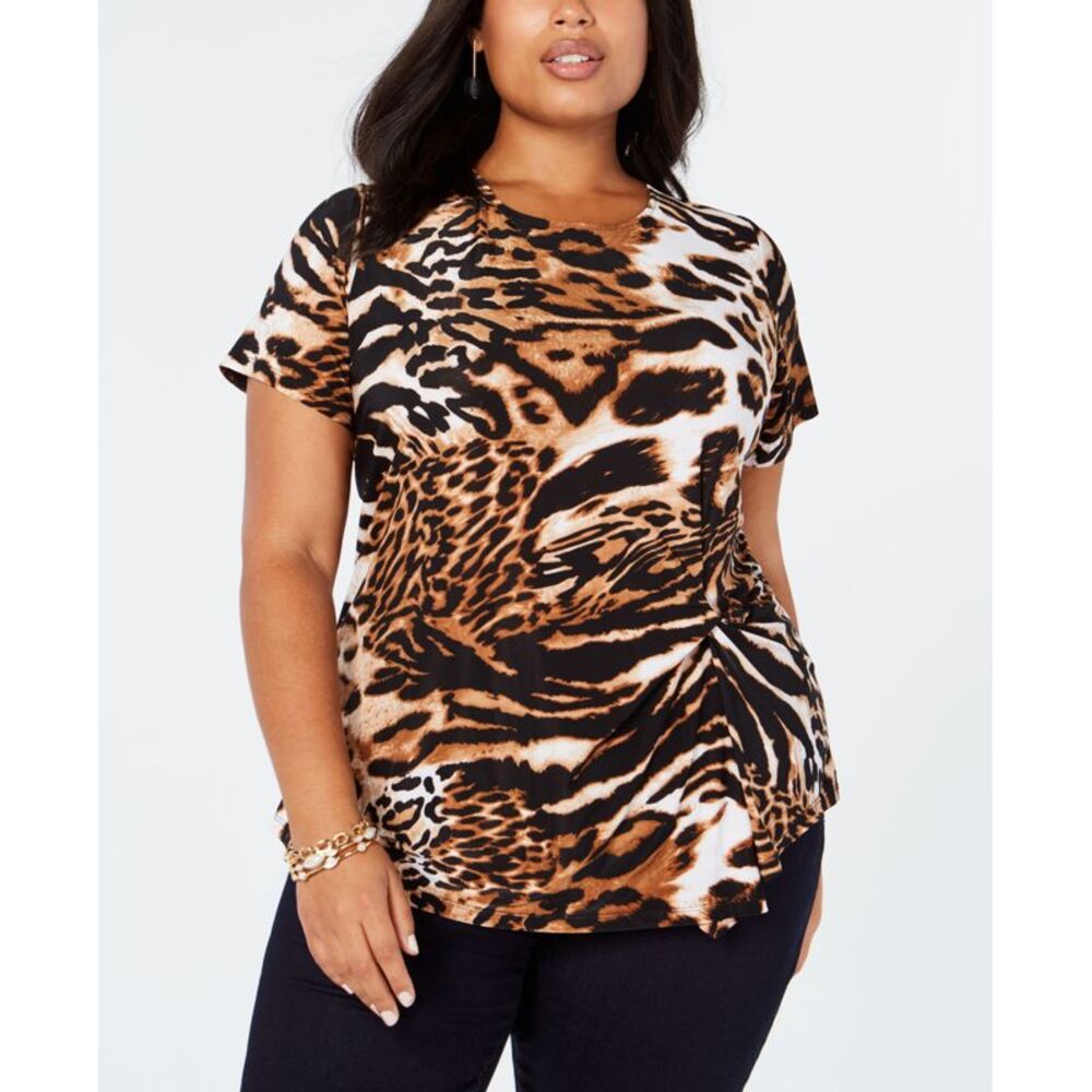 INC International Concepts Plus Size Animal Print Top
